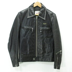 【中古】HYSTERIC GLAMOUR × Lewis Leathers｜ヒステリックグラマー × ルイスレザー ホースハイドレザージャケット ドミネーター ブラック サイズ：S【f096】