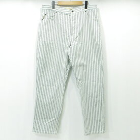【中古】STUSSY｜ステューシー 総柄ボタンフライデニムパンツ Stripe Big Ol Jeans ホワイト サイズ：34【f107】