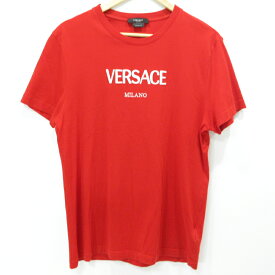 【中古】VERSACE｜ヴェルサーチェ ロゴ半袖Tシャツ レッド サイズ：S【f108】