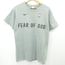 【中古】NIKE x FEAR OF GOD｜ナイキ × フィアオブゴッド ロゴプリント半袖Tシャツ グレー サイズ：XS【f108】