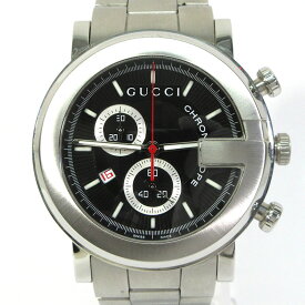 【中古】GUCCI｜グッチ YA101309 Gクロノ クロノグラフ 多針アナログ クォーツ 腕時計 ブラック×シルバー【f135】