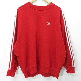 【中古】adidas｜アディダス クルーネックスウェット OVERSIZED SWEATSHIRT レッド サイズ：M【f111】