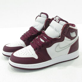 【中古】NIKE｜ナイキ スニーカー AIR JORDAN 1 RETRO HIGH OG GS Bordeaux 575441-611 ボルドー×ホワイト サイズ：24.5cm【f128】