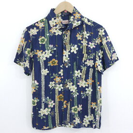 【中古】THE FLAT HEAD｜フラットヘッド HAWAIIAN S/S SAKURA BORDER　半袖　アロハシャツ　F-SHS-022S ブルー サイズ：34【f101】