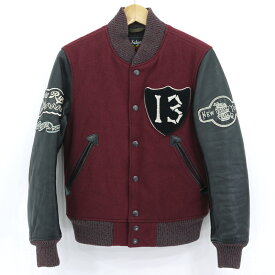 【中古】Schott｜ショット VARSITY JACKET　スタジャン　スタジアムジャンパー　3142021 ワインレッド×ブラック サイズ：S【f093】