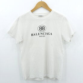 【中古】BALENCIAGA｜バレンシアガ BBロゴ　半袖Tシャツ ホワイト サイズ：L【f112】