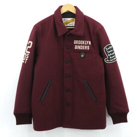 【中古】schott｜ショット VARSITY JACKET BINDERS　ウールジャケット ボルドー系 サイズ：L【f093】