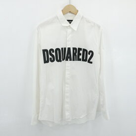【中古】Dsquared2｜ディースクエアード ロゴプリント 長袖シャツ ホワイト サイズ：46【f102】