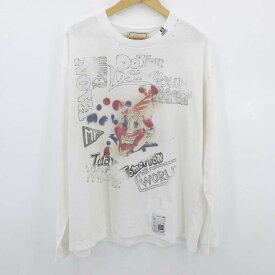 【中古】MIHARA YASUHIRO｜ミハラヤスヒロ 23AW Distressed LS T-shirt ダメージ加工 長袖Tシャツ ホワイト サイズ：46【f104】