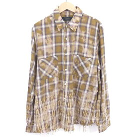 【中古】AMIRI｜アミリ BLEACH AMIRI LOGO FLANNEL ネルシャツ ベージュ サイズ：L【f108】