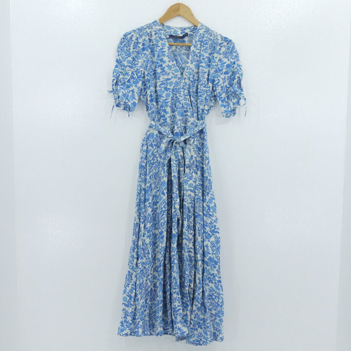 楽天市場 中古 Polo Ralph Lauren ポロ ラルフローレン フローラル クレープ ラップ ドレス ワンピース 花柄 ホワイト ブルー サイズ 6 F112 お宝市番館