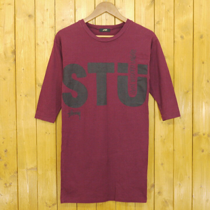 楽天市場 中古 Stussy ステューシー プリントtシャツワンピース サイズ S カラー ワインレッド F110 お宝市番館