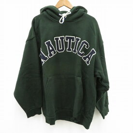 【中古】NAUTICA｜ノーチカ Arch Logo Sweat Hoodie/アーチロゴスウェットフーディー 213-1250 パーカー長袖 グリーン サイズ：L / アメカジ【f101】