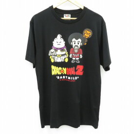 【中古】A BATHING APE×DRAGON BALL Z｜ア ベイシング エイプ×ドラゴンボール Z MAJIN BUU ＆ MR．SATAN BABY MILO TEE　Tシャツ半袖 ブラック サイズ：L / ストリート【f103】