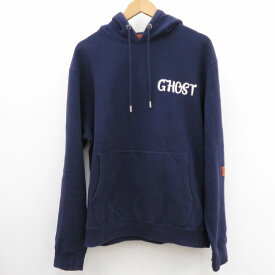 【中古】HERON PRESTON｜ヘロンプレストン HOODIE GHOST プルオーバーパーカー　HMBB004F19808006 ネイビー サイズ：S【f108】