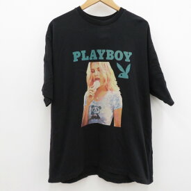 【中古】HYSTERIC GLAMOUR×PLAYBOY｜ヒステリックグラマー×プレイボーイ ASHLEY & PANDA/アシュリー パンダ Tシャツ半袖　02231CT32　　 ブラック サイズ：XL / ドメス【f104】