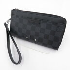 【中古】LOUIS VUITTON｜ルイヴィトン N60379　ダミエグラフィット　ジッピー ドラゴンヌ　L字ファスナー長財布 ブラック【f125】