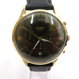 【中古】HENRY LONDON｜ヘンリーロンドン HL41-CS-0106 68 クロノグラフ　アナログクォーツ　腕時計 ブラック(文字盤)×ブラック(ベルト)【f131】
