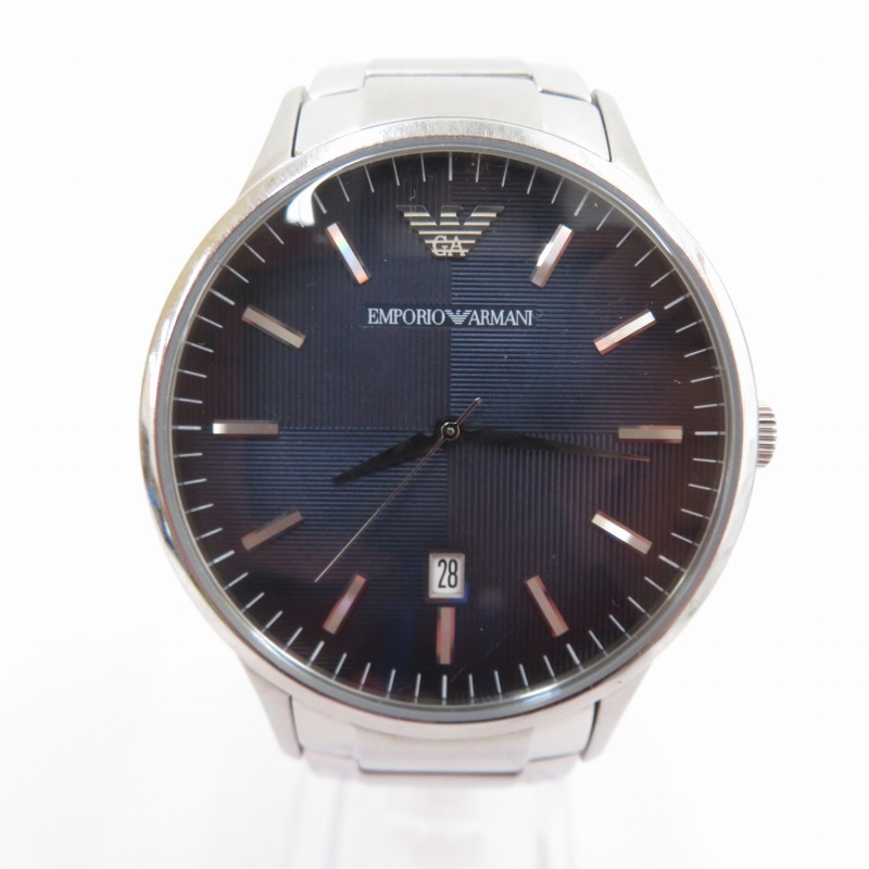 EMPORIO ARMANI｜エンポリオ アルマーニ AR11182 アナログクォーツ 腕時計 ネイビー(文字盤)×シルバー(ベルト)
