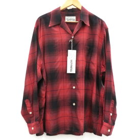 【中古】WACKOMARIA｜ワコマリア OMBRE CHECK OPEN COLLAR SHIRT L/S/オンブレチェックオープンカラーシャツ　長袖　23FW-WMS-OC01/23FW レッド サイズ：L / ルード【f104】