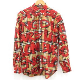 【中古】BURBERRY LONDON ENGLAND｜バーバリーロンドン イングランド Graffiti Print Vintage Check Shirt グラフィティ プリント チェック　シャツ長袖 チェック サイズ：M / インポート【f102】