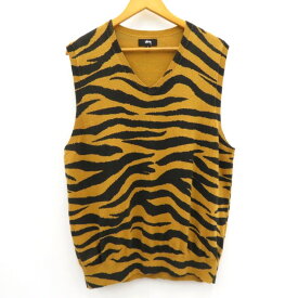 【中古】STUSSY｜ステューシー GILET TIGER　ベスト　117139/22AW イエロー サイズ：L / ストリート【f103】