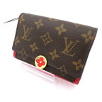 【中古】LOUIS VUITTON｜ルイヴィトン M64587　モノグラム ポルトフォイユ・フロール コンパクト 財布 ブラウン【f125】