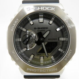 【中古】CASIO｜カシオ G-SHOCK ジーショック Metal Covered アナデジ 腕時計 シルバー（文字盤） × ブラック（ベルト）【f131】