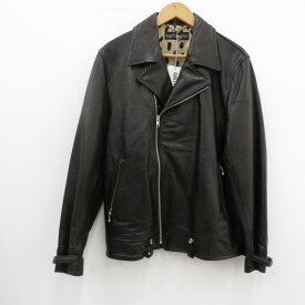 【中古】WACKO MARIA｜ワコマリア DOUBLE RIDERS LEATHER JACKET ダブルライダース レザー ジャケット 裏地レオパード 24SS-WMO-BL04 ブラック サイズ：L / ルード【f96】