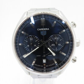 【中古】TAG Heuer｜タグホイヤー CARRERA CALIBRE HEUER 02 カレラ キャバリー ホイヤー02 クロノグラフ 42mm アナログ 自動巻き 腕時計 CBN2011.BA0642 ネイビー（文字盤） × シルバー（ベルト）【f132】