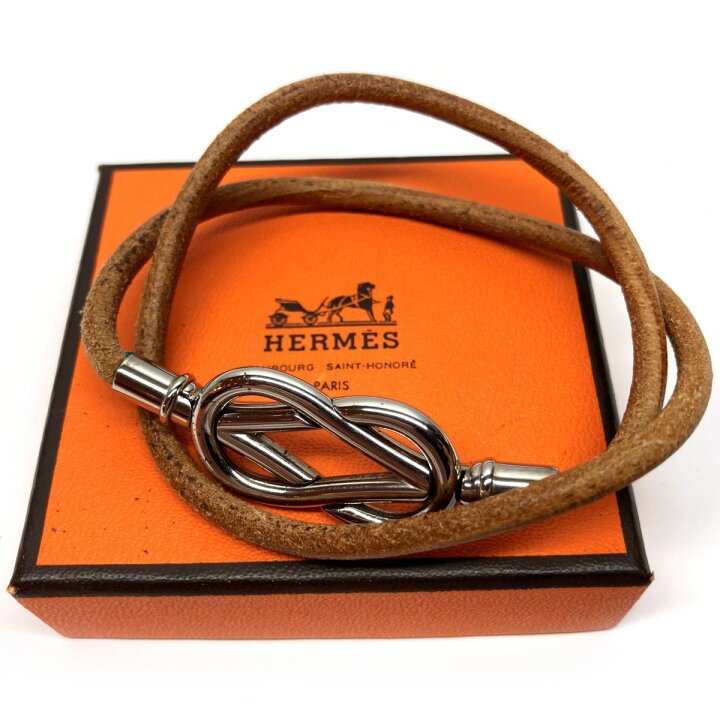 楽天市場】HERMES エルメス アタメ レザーチョーカー 2連ブレスレット 
