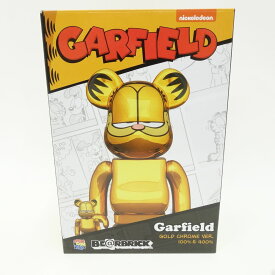 メディコムトイ BE@RBRICK GARFIELD GOLD CHROME Ver.100% &amp; 400% ベアブリック ガーフィールド ゴールド クローム ※中古