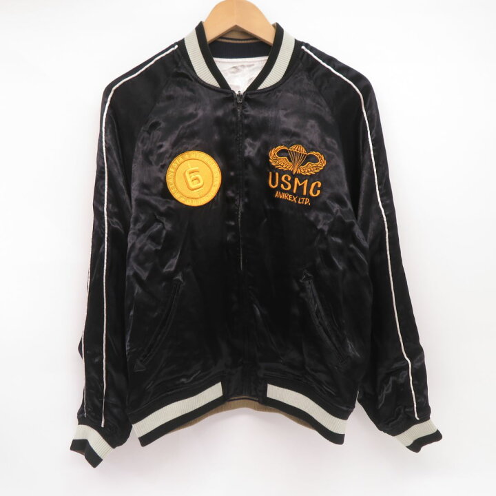 古着 AVIREX アヴィレックス 長袖 リバーシブル スカジャン M 黒×青  