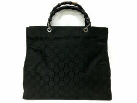 【中古】GUCCI(グッチ)バンブー トートバッグ ハンドバッグ ナイロン ブラック 002・1015【長崎時津店】