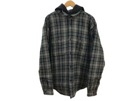 【中古】Supreme“シュプリーム”Hooded Flannel Zip Up Shirt フランネル フーデッドシャツ チェック ブラック Lサイズ【広田店】