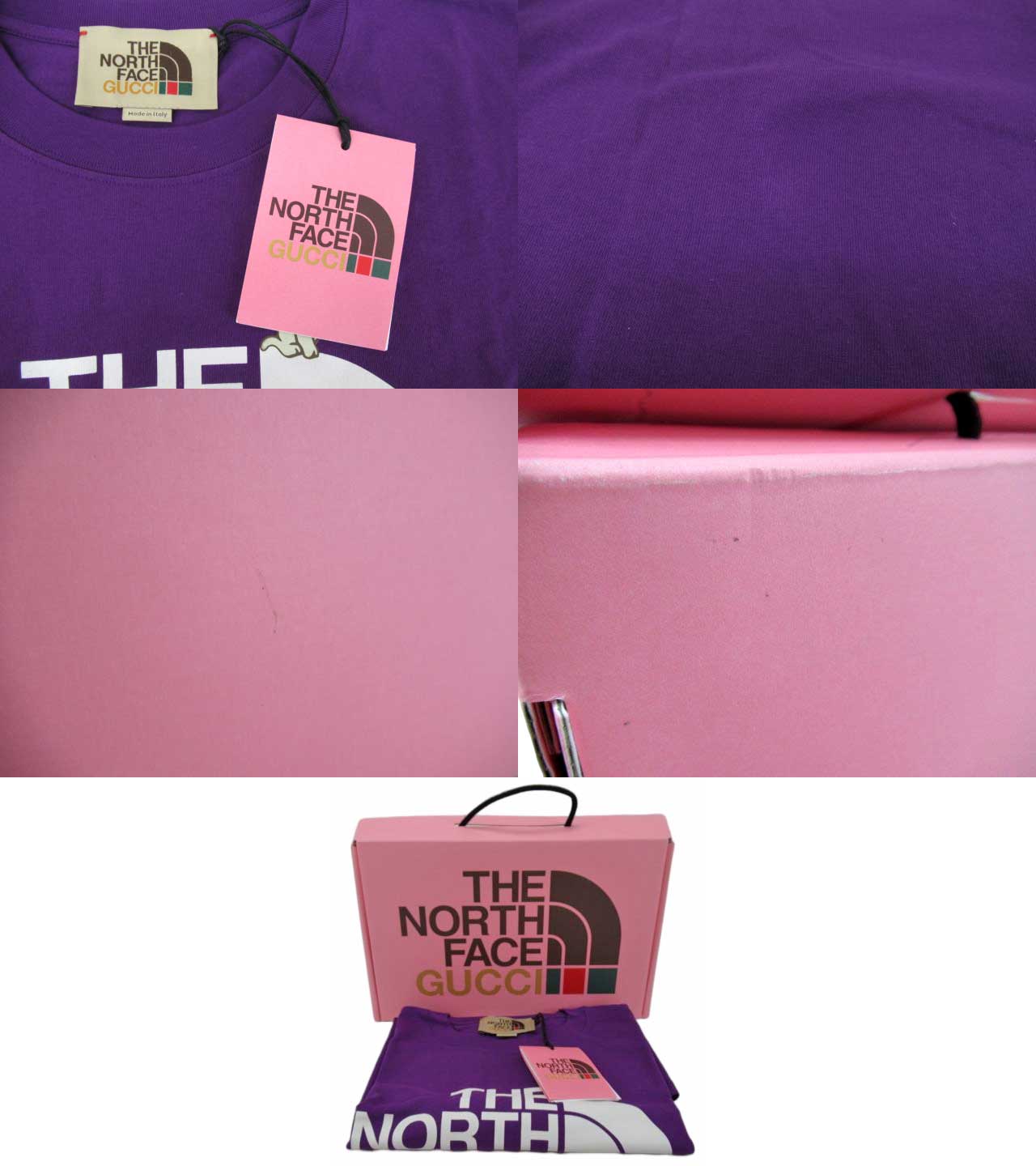 グッチ GUCCI　×ノースフェイス THE NORTH FACE サイズ:L  21AW  616036 XJDRC ロゴプリントTシャツ(ピンク) bb82#rinkan*A