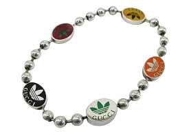 【未使用】adidas×GUCCI “アディダス×グッチ” SILVER BRACELET シルバー ブレスレット 925 トレフォイル ボールチェーン シルバー マルチ 【鹿児島店】