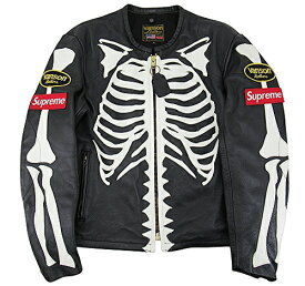 【中古】Supreme×Vanson “シュプリーム×バンソン” 17AW Leather Bones Jacket レザーボーンジャケット ライダース サイズM ブラック【鹿児島店】