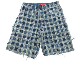 【未使用】Supreme “シュプリーム” 23SS Frayed Patchwork Baggy Denim Short フレイドパッチワーク バギー デニムショーツ ショート ハーフパンツ サイズ30 ウォッシュドブルー【鹿児島店】