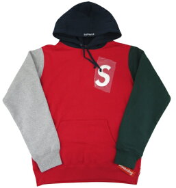 【未使用】Supreme “シュプリーム” 19SS S Logo Colorblocked Hooded Sweatshirt Sロゴ カラーブロックド フーデッド スウェットシャツ プルオーバーパーカー タグ付き サイズM レッド【鹿児島店】