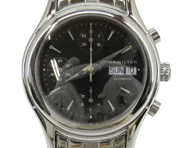 【中古】HAMILTON “ハミルトン” AMERICAN CLASSIC LINWOOD アメリカンクラシック リンウッド クロノグラフ オートマウォッチ 自動巻き 腕時計 H18516131 シルバー ブラック【鹿児島店】
