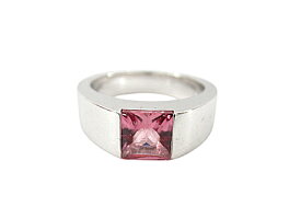【中古】Cartier “カルティエ” タンクリング ピンクトルマリン 750 K18WG 指輪 アクセサリー 50 (9.5号相当) ホワイトゴールド【鹿児島店】