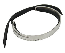 【中古】HERMES “エルメス” カルトゥーシュ シルバーバングル ブレスレット アクセサリー シルバー×ブラック【鹿児島店】