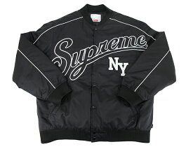 【中古】Supreme “シュプリーム” 20AW Contrast Script Varsity Jacket コントラスト スクリプト バーシティジャケット ベースボール スタジアムジャケット スタジャン アワード サイズXL ブラック【鹿児島店】
