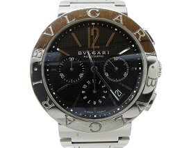 【中古】BVLGARI “ブルガリ” ブルガリブルガリ クロノグラフ オートマウォッチ 自動巻き 腕時計 BB42SSCH シルバー ブラック【鹿児島店】