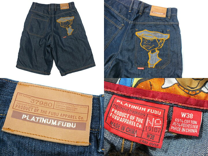 楽天市場】【中古】□ PLATINUM FUBU デニム ハーフパンツ 
