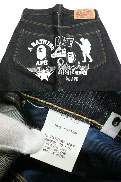 楽天市場】【中古】A BATHING APE 歴代 ロゴプリント デニムパンツ 