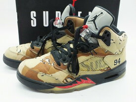 【中古】Supreme×NIKE AIR JORDAN 5 RETRO 824371-201 27.5cm "シュプリーム×ナイキ エアジョーダン 5 カモ コラボスニーカー"【都城店】