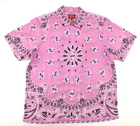 【未使用】【 Lサイズ】Supreme シュプリーム Bandana Silk S/S Shirt バンダナ シルク 半袖 シャツ21SS pink ピンク TOPS【一宮店】