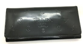 【中古】PRADA プラダSPAZZOLATO STAR 1M0201 NERO BLACK レディース 長財布 レザー 【一宮店】